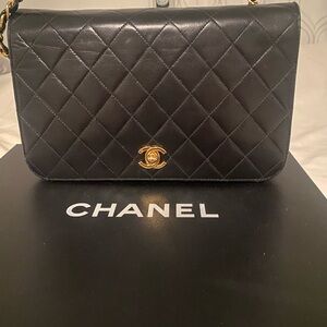 Chanel Black Quilted Crossbody Bag with Gold Accent